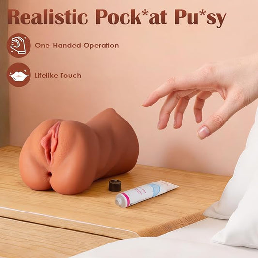 Pocket Pussy Sex Toys for Men, 3D Textured Adult Male Masturbator with Sexy Mouth Realistic Vagina Tight Anus, Mens Stroker Sex Doll for Man Masturbation