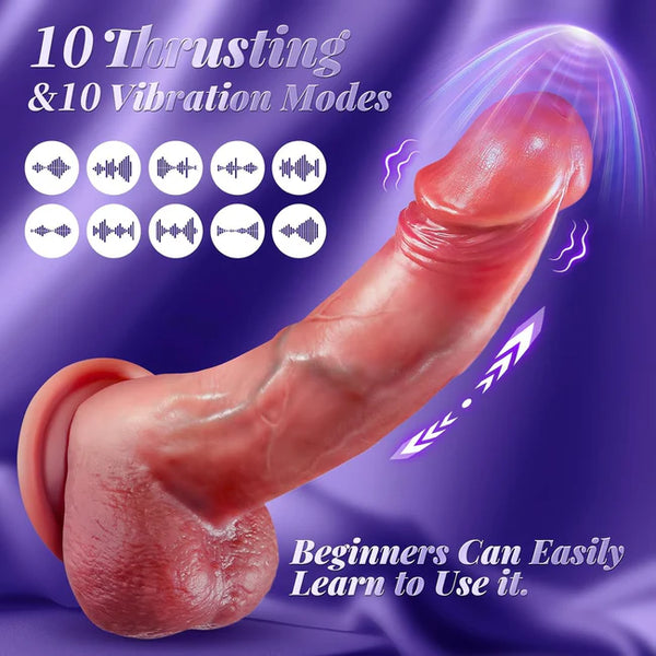 Sex Toy Thrusting Dildo Vibrator，Suction Cup Dildo Penis with 10 Thrusting & 3 Vibrating Modes for G Spot Vagina Anal Sex Stimulation，Soft Silicone...