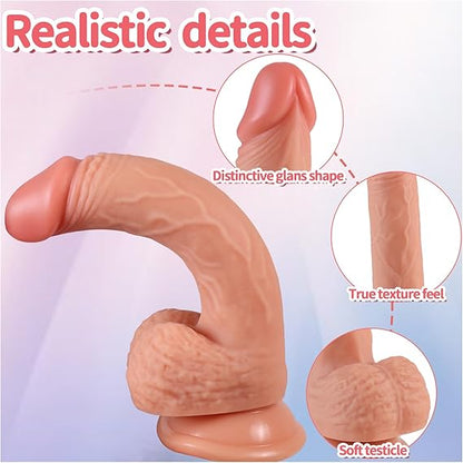 Sex Toys Dildo Realistic Silicone Dildo, Safety Material for Clitoral Vagina and Anal Stimulation with Strong Suction Cups, Sex Adult Toys for Women and Couple
