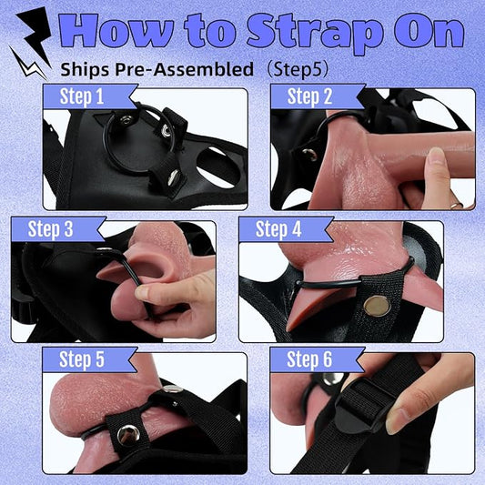 7'' Movable Foreskin Strap On Realistic Dildo with Harness for FLR