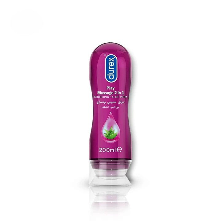 Durex Play Massage 2-In-1 Intimate Lube & Massage Gel, Aloe Vera, 200ml