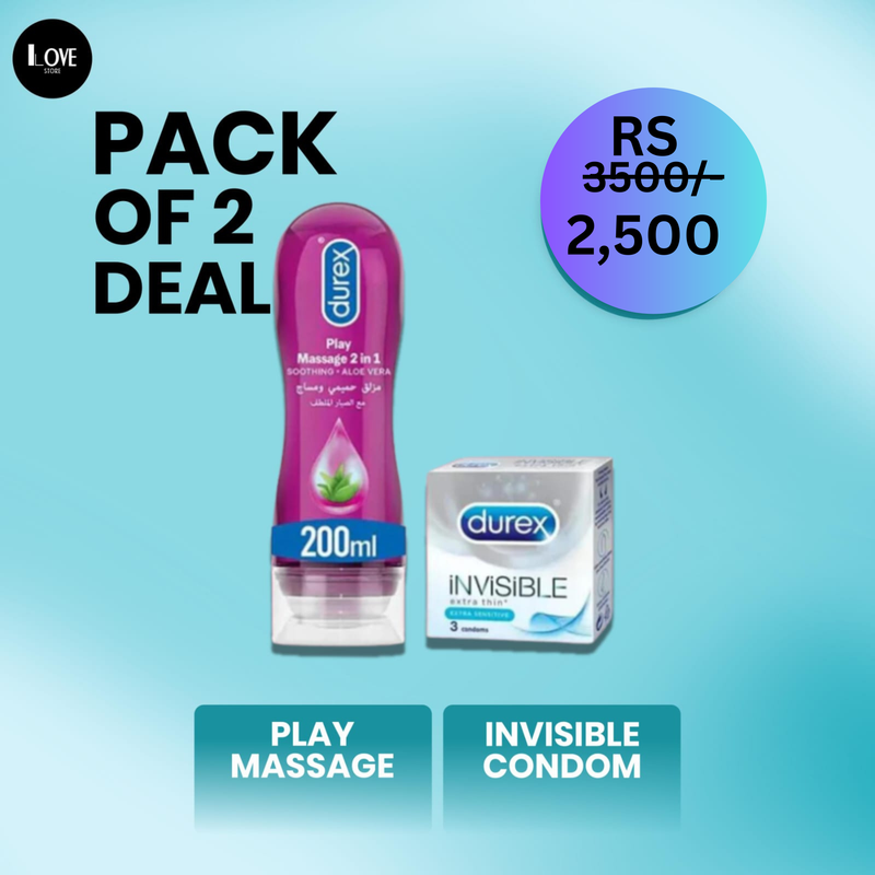 Pack Of 2 – Pay Massage 2 In 1 Aloe Vera Gel 200ml + Invisible Extra Thin Condoms 3’S