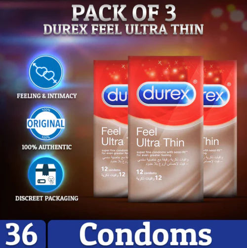 Pack Of 3 Durex Feel Ultra Thin Condoms Of 12