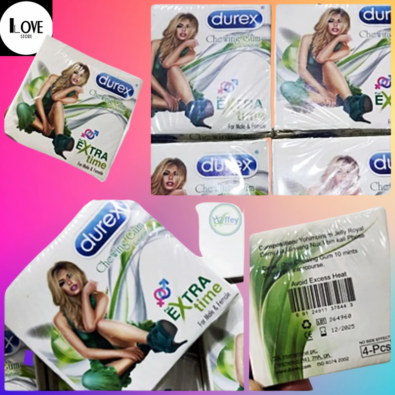 Durex Chewing Gum & Bubblegum longtime Mint Flavoured for male & female - 4 GUM