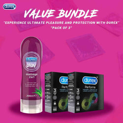 Product Details Of Pack Of 2 – Durex Play Massage 2 In 1 Aloe Vera Gel 200ml + Durex Performa Long Lasting Timing Condoms 6’S