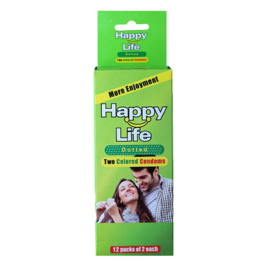 Happy Life Dotted Two Colored Condoms 2’S