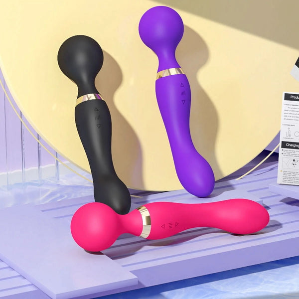 Double-Ended 2-in-1 Wand Vibrator ✨💜 Dual Pleasure & Ultimate Relaxation! 🔥💃