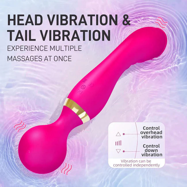 Double-Ended 2-in-1 Wand Vibrator ✨💜 Dual Pleasure & Ultimate Relaxation! 🔥💃