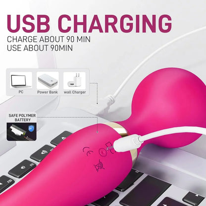 Double-Ended 2-in-1 Wand Vibrator ✨💜 Dual Pleasure & Ultimate Relaxation! 🔥💃