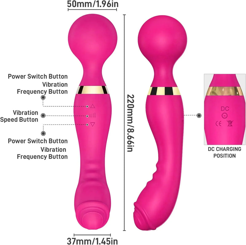 Double-Ended 2-in-1 Wand Vibrator ✨💜 Dual Pleasure & Ultimate Relaxation! 🔥💃